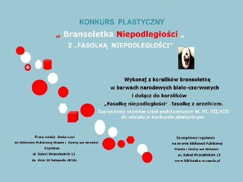 Konkurs plastyczny- Bransoletka Niepodległości z fasolką niepodległości