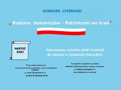 Konkurs literacki - Rodzina Hulewiczów – Patriotyzm we krwi