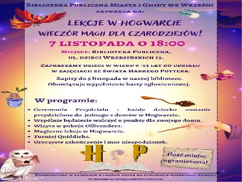 Lekcje w Hogwarcie - wieczór magii dla czarodziejów. 